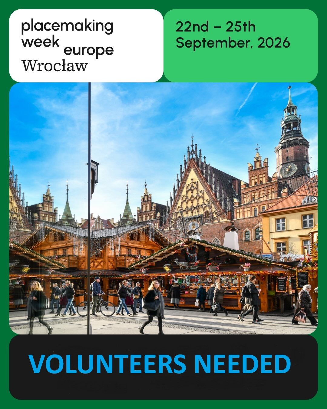 Zostań wolontariuszem na Placemaking Europe 2026!